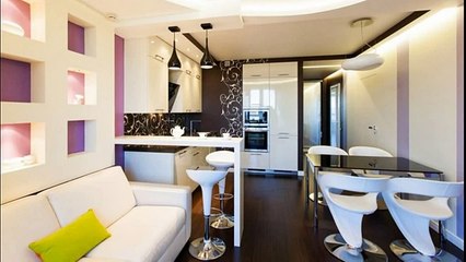 Дизайн кухни с гостинной и столовой 20 кв. м Три в одном !