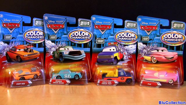 Color Changers Cars Flo, Snot Rod, Chick Hicks & Tow Truck Colour changing Underwater toys