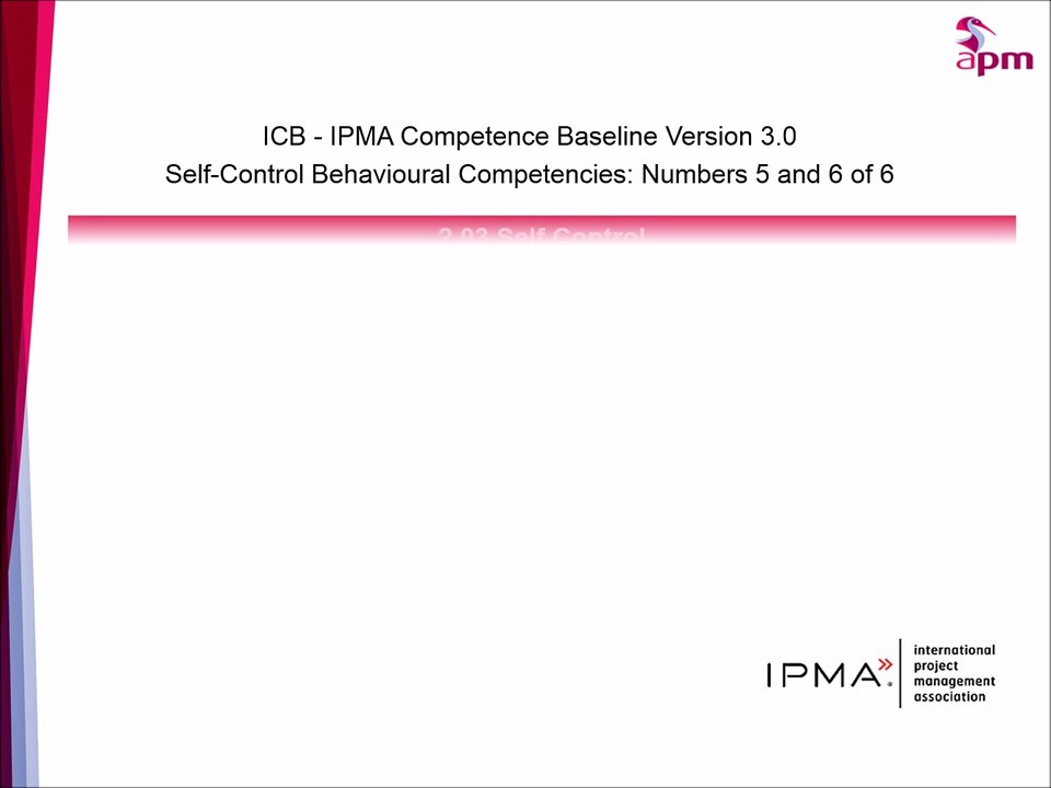 ICB - IPMA Baseline v3: Self-Control Competenci...