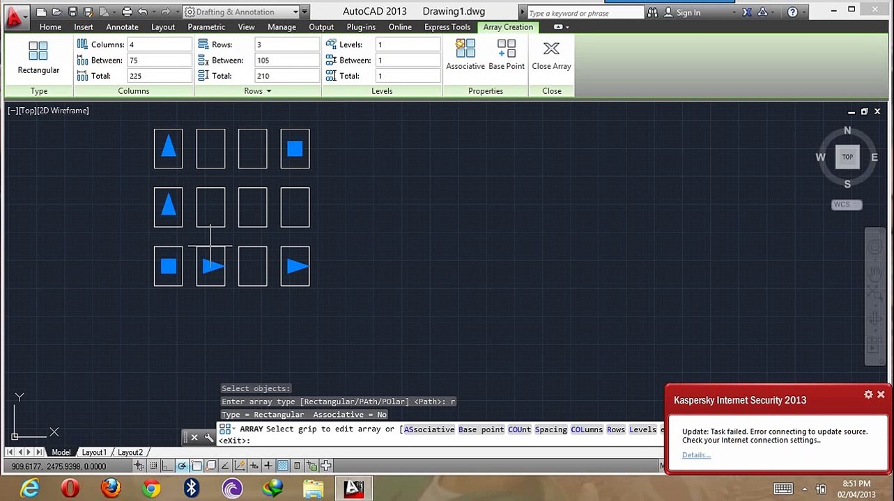 autocad 2016 tutorial - array in hindi (32-40).