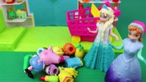 Peppa Pig Runaway George! Shopkins Adventure with Frozen Elsa and Anna Dolls DisneyCarToys