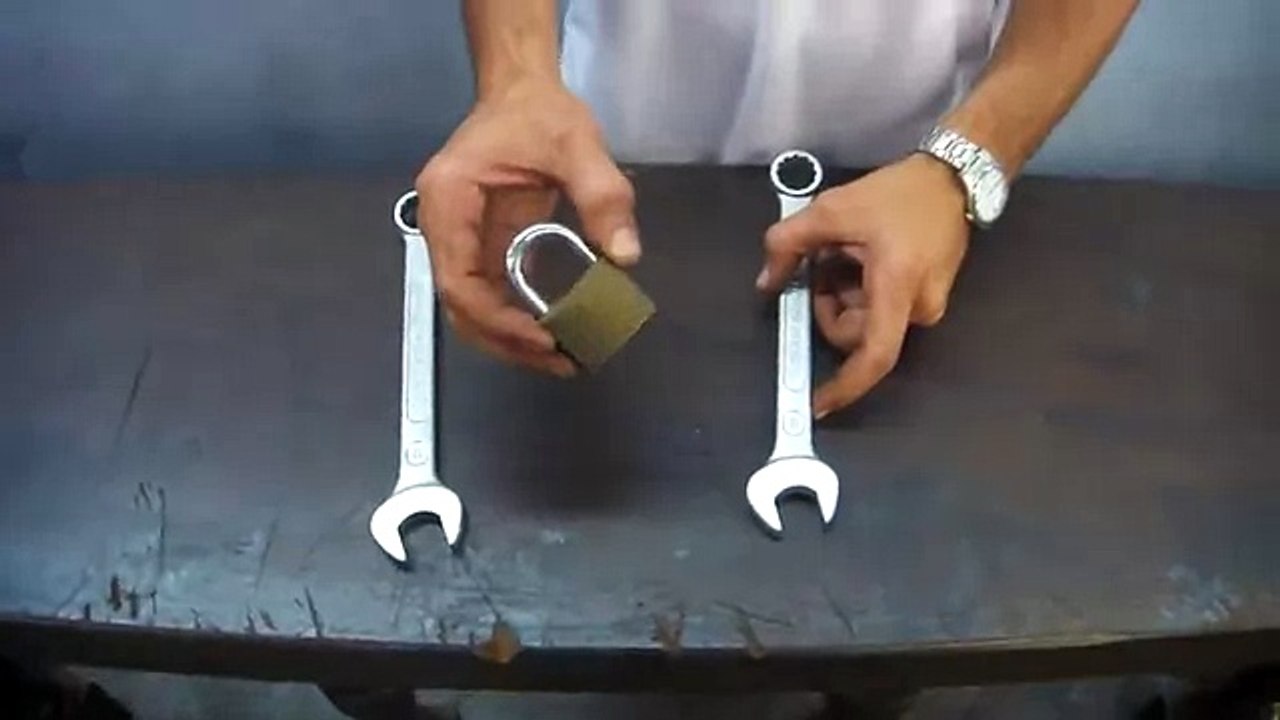 How to open padlock with two wrenches