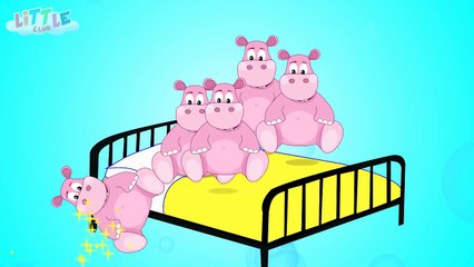 Five Little Hippos Jumping on the Bed - Nursery Rhyme for Babies