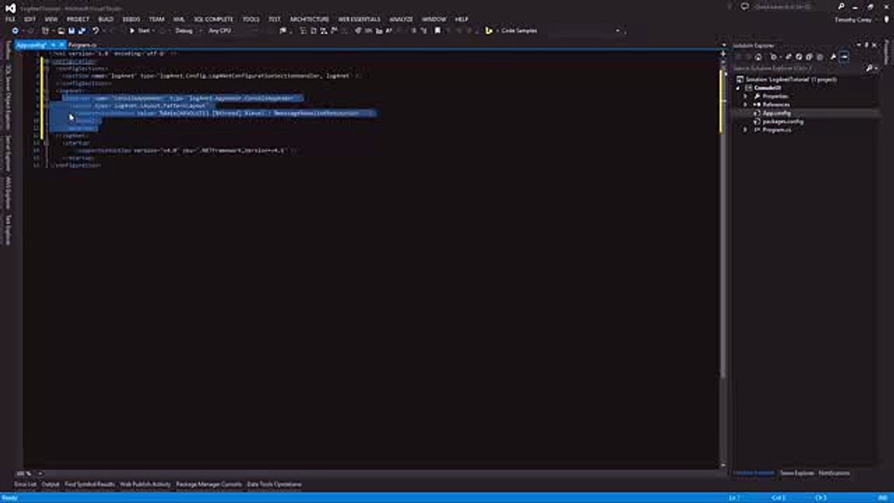 The log4net Tutorial Logging _clip3