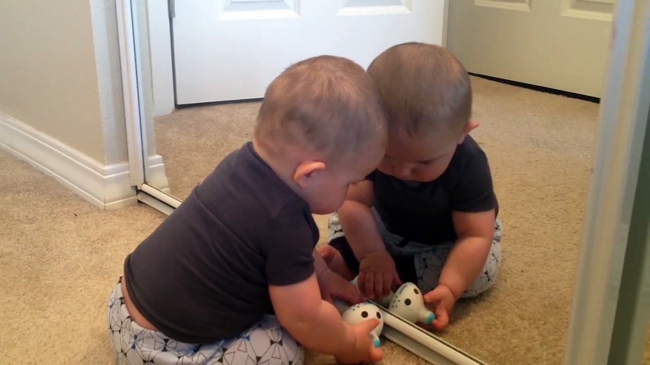 Who's That Baby In The Mirror? Baby Doesn't Recognize Reflection After Haircut!