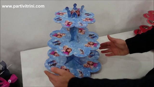 3 Katlı Çift Taraflı Kek Standı Prenses Elsa Karlar Ülkesi ve Prenses Sofia