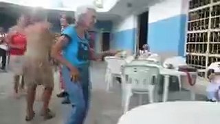 very old women dance like teenage