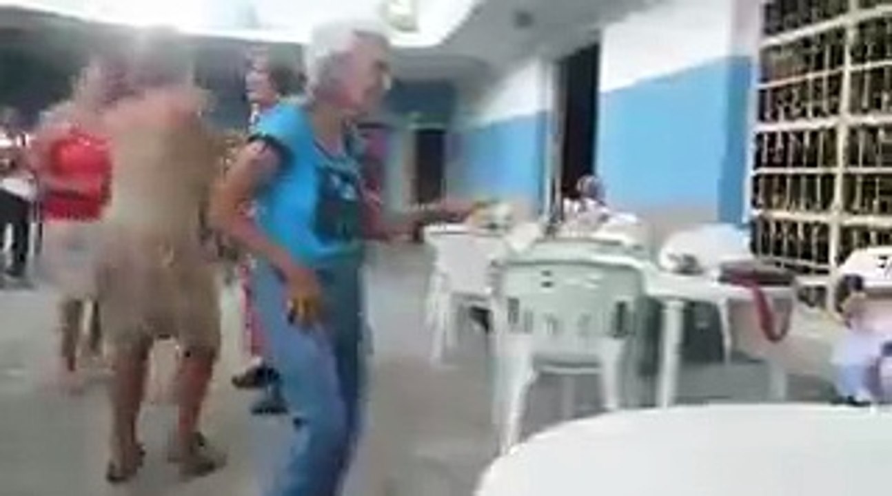 very old women dance like teenage