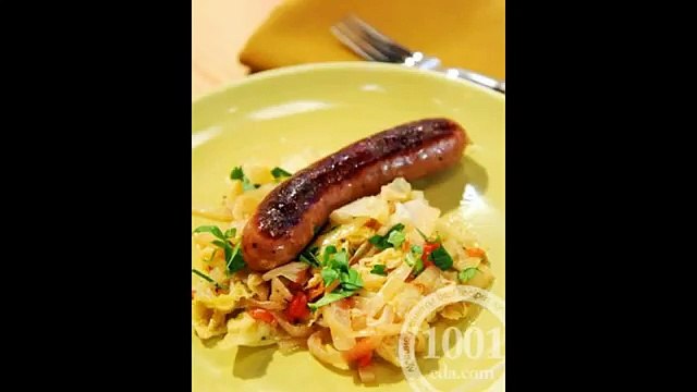 Капуста, тушеная с куриным фаршем