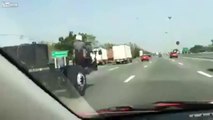 LiveLeak - Man drives chassis of Bus on Motorway