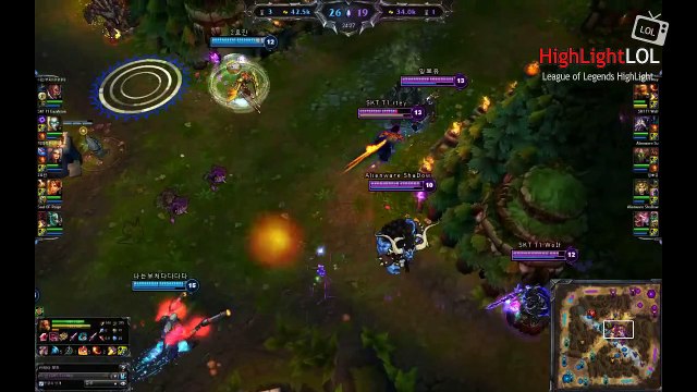 Highlight SKT T1 H0R0 Lee Sin team fight, KR SoloQ