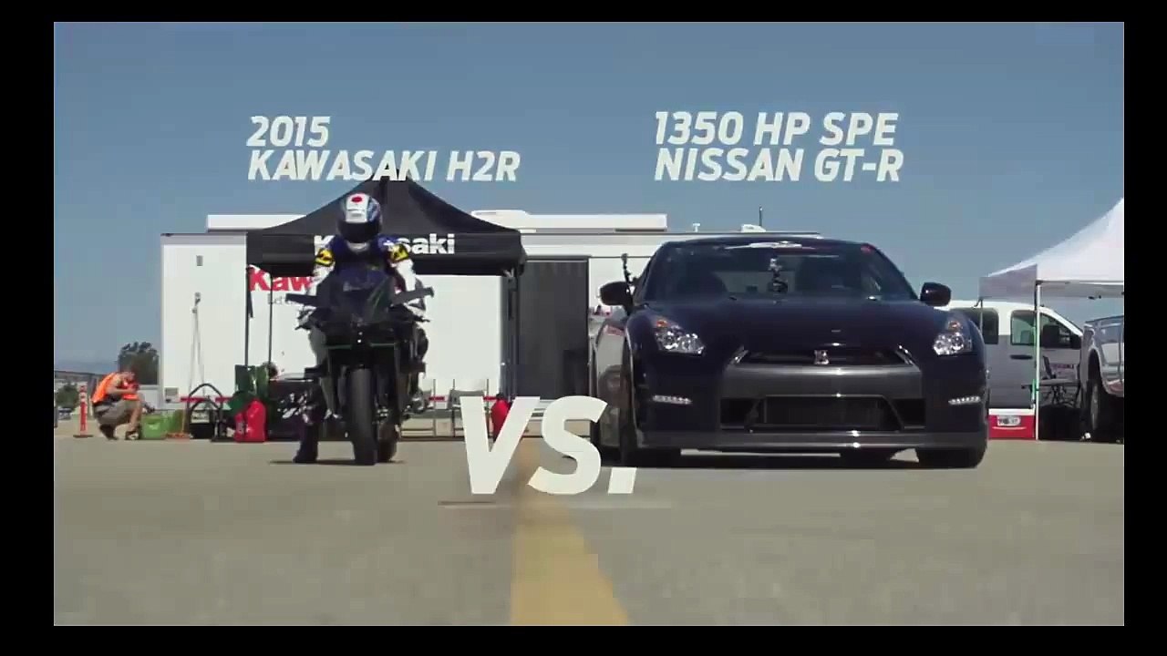Кто быстрее автомобиль Nissan GTR или мотоцикл Kawasaki