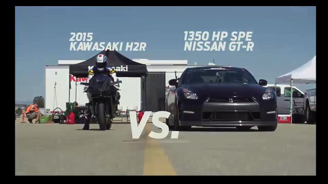 Кто быстрее автомобиль Nissan GTR или мотоцикл Kawasaki