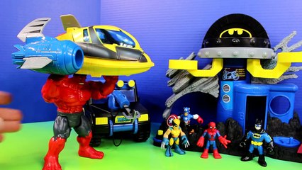 Imaginext Joker Creates Robotic Red Hulk to Battle Batman Robin Spider-man Wolverine Thor