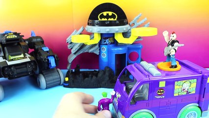 Imaginext Joker steals BatBot from Batman with a guitar player Gotham City Batcave DC Comics