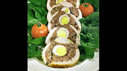 Рулет с паштетом и перепелиными яйцами