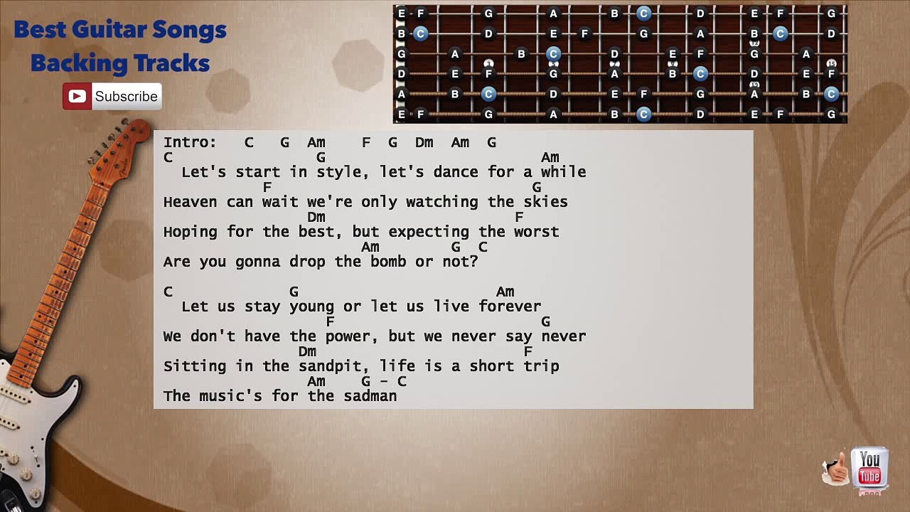 Forever Young - Alphaville Guitar Backing Track with scale, chords and lyrics