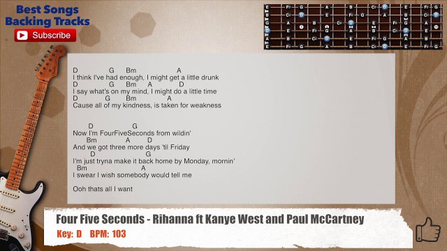 Four Five Seconds - Rihanna ft Kanye West and Paul McCartney Guitar Backing Track