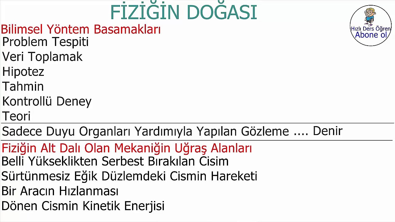 3 Dk'da Fiziğin Doğası 1.Bölüm YGS-LYS (Konuğumuz Var)