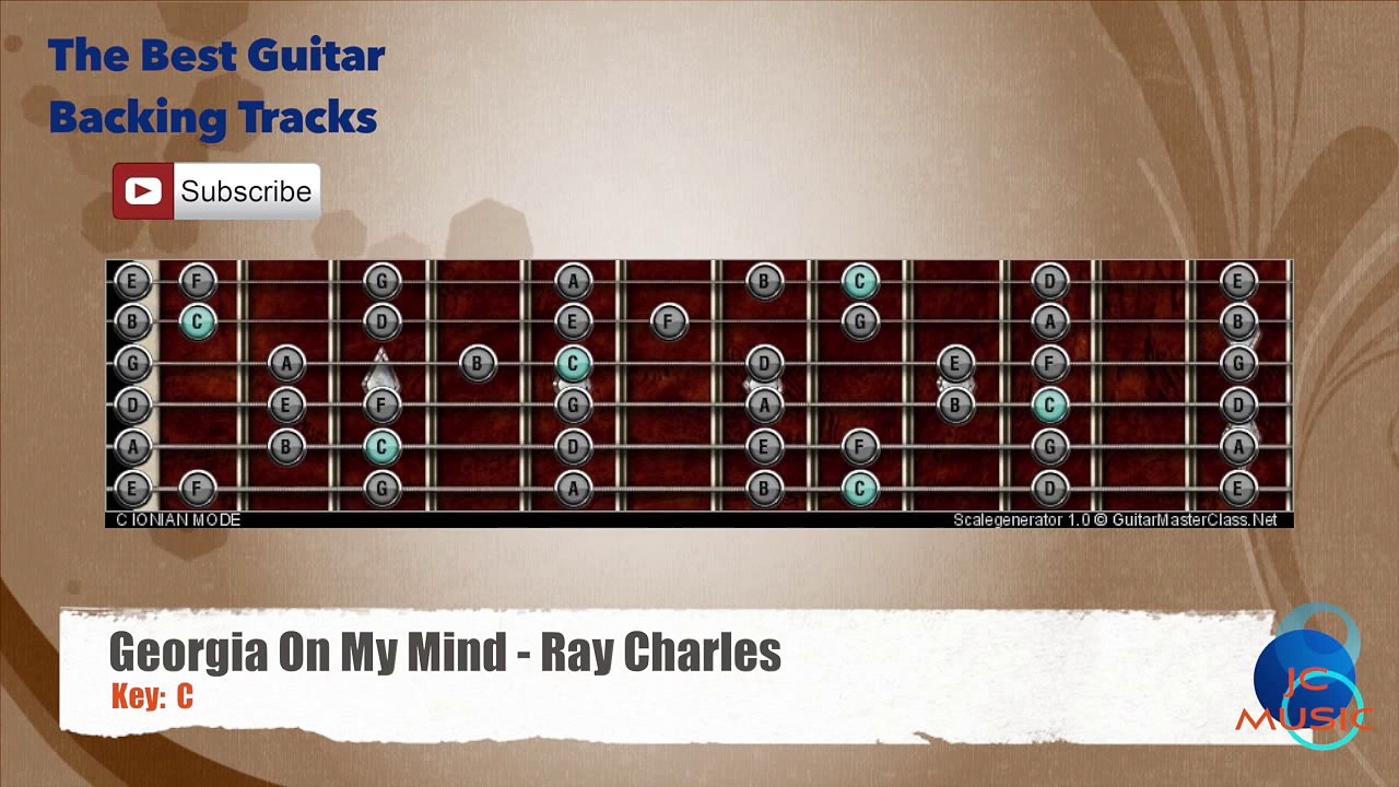 Georgia On My Mind - Ray Charles Guitar Backing Track with scale chart