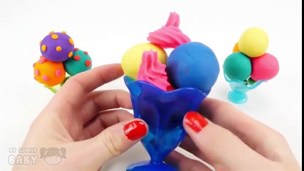 Colorful Playdough Dessert Ice Cream Cone with Toys SUPER Video for Kids and Toddlers