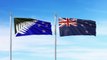 The current NZ Flag and the Silver Fern Flag flying