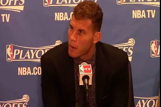 Blake Griffin talks about spilling water on Warriors fan.