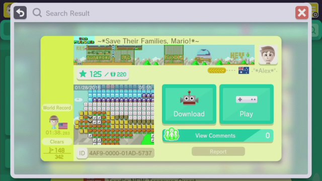 Super Mario Maker - Viewer Levels - Name: ~*Save Their Families, Mario!*~ - ID: 4AF9-0000-01AD-5737