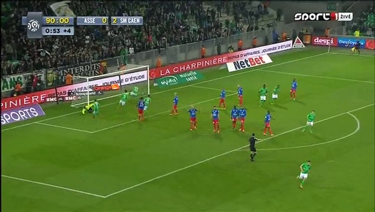 1-2 Valentin Eysseric Super Free-Kick Goal - Saint-Étienne v. Caen - 28.02.2016 HD