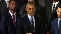 Barack Obama welcomes Steph Curry and team to White House