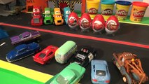 Surprise Kinder Eggs,4 Surprise Eggs at Pixar Cars Radiator Springs with the Haulers and Lightning M