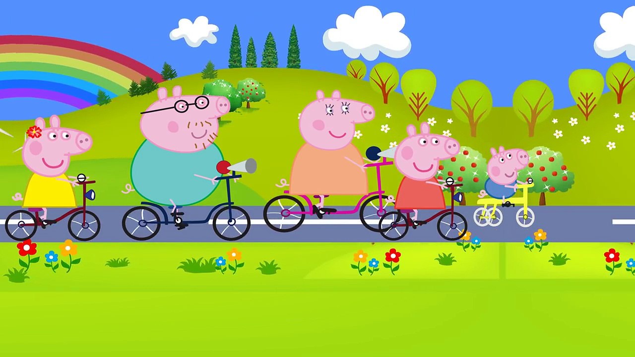 Peppa pig Finger Family with Bicycle - Nursery Rhymes Lyrics