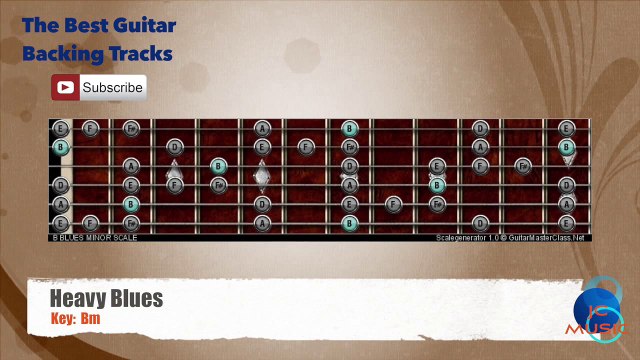 Heavy Blues Bm Guitar Backing Track with scale chart