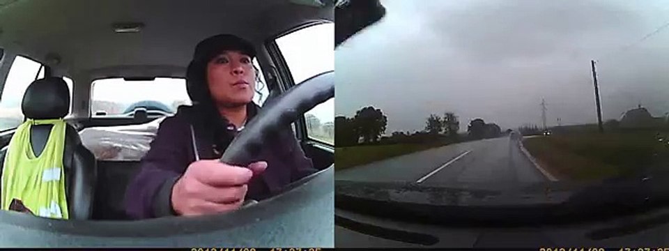 Calmest lady ever in a car accident caught on dash cam
