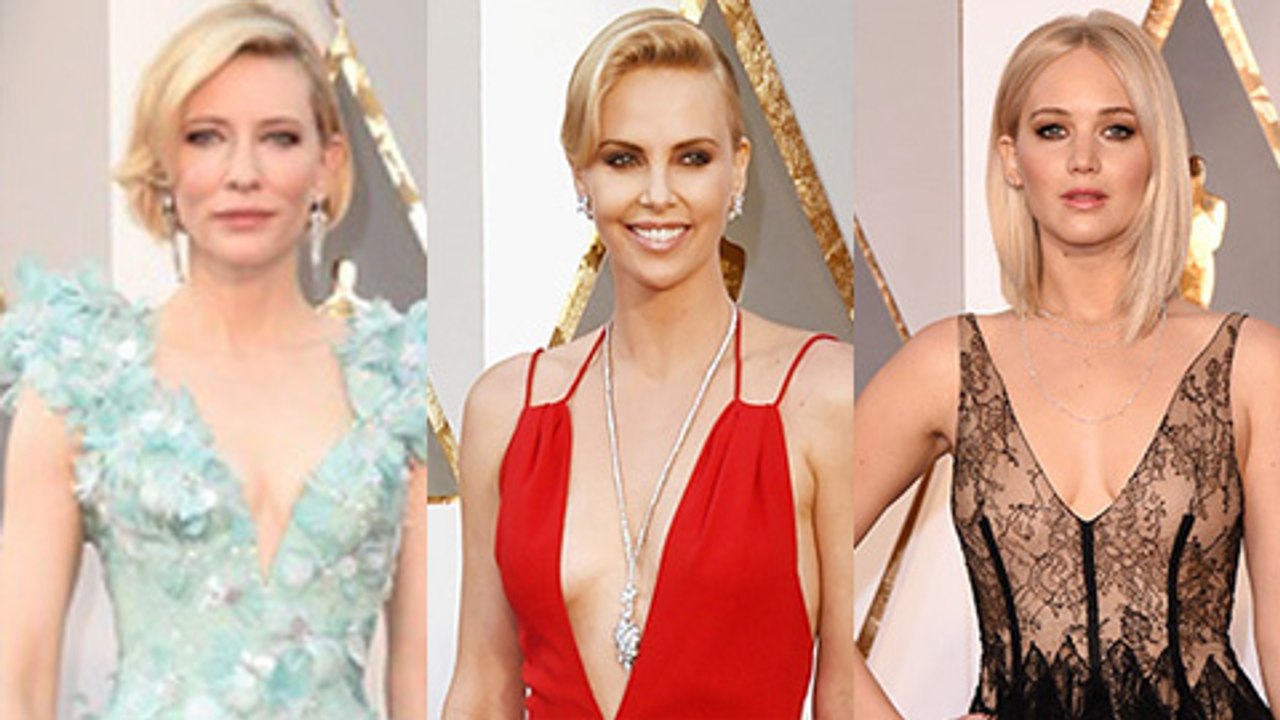 CLEAVAGE WAR: Jennifer Lawrence, Charlize Theron | 2016 Academy Awards | Oscars 2016