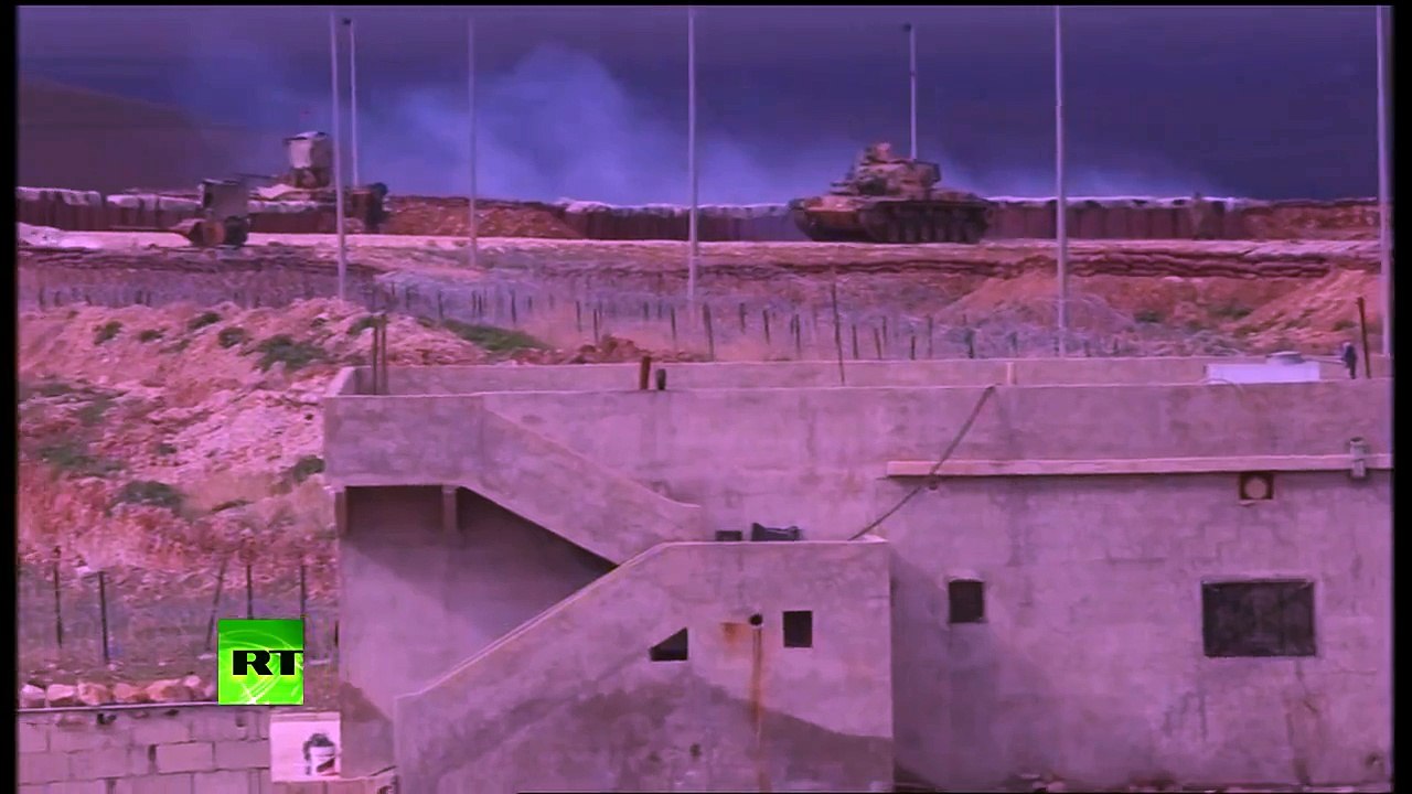 Rare footage- Turkish tanks & artillery concentrate on border with Syria near Kobani