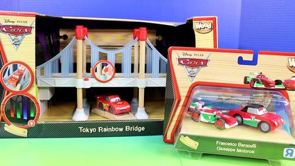 Disney Pixar Cars Wood Collection Tokyo Rainbow Bridge With Wooden lightning McQueen Francesco