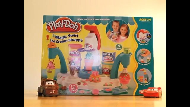 Disney Pixar Die Cast Mater and Lightening McQueen Eat Play Doh Ice Cream!
