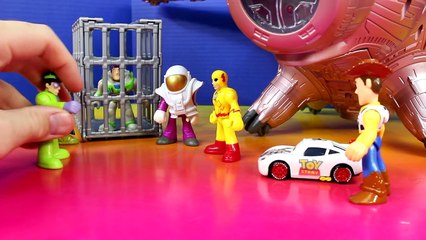 Disney Pixar Toy Story Car McQueen Saves Buzz Lightyear From Imaginext Joker Bad Guy Warriors