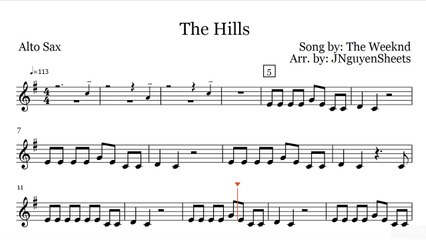 The Weeknd The Hills (Saxophone Sheet Music)