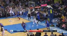 Russell Westbrook (wearing mask) goes coast to coast for two handed dunk: Sixers at Thunde