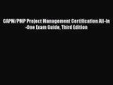PDF CAPM/PMP Project Management Certification All-In-One Exam Guide Third Edition Free Books