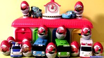 Tayo Little Bus Garage Surprise Eggs Disney Pixar Cars - 타요 꼬마버스 타요 중앙차고지. 디즈니카 2 깜짝 계란 장난감