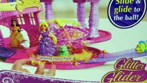 Disney Princess Glitter Glider Castle Playset Magiclip Flip N-Bryteren Dukker Askepott og Rapunzel!