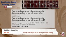 Holiday - Green Day Guitar Backing Track with scale, chords and lyrics