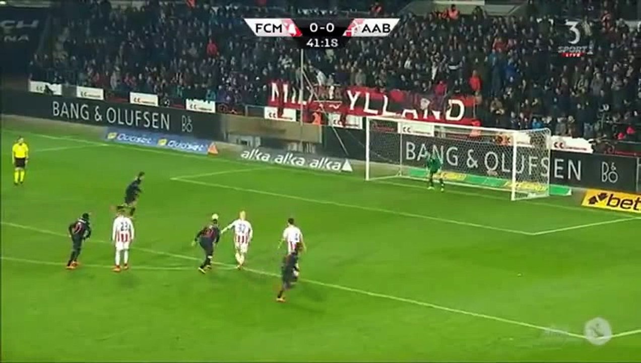 Jakob Poulsen Penalty Goal HD - FC Midtjylland 1-0 AaB Aalborg - 29/02/2016 DENMARK Superliga