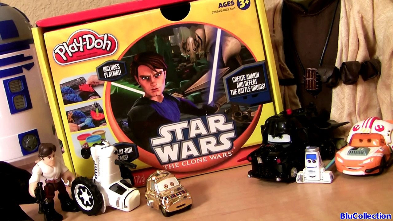 Star Wars Play-Doh Clone Wars Disney Cars Darth Mater Tractor Tipping Lightning McQueen R2D2 toys