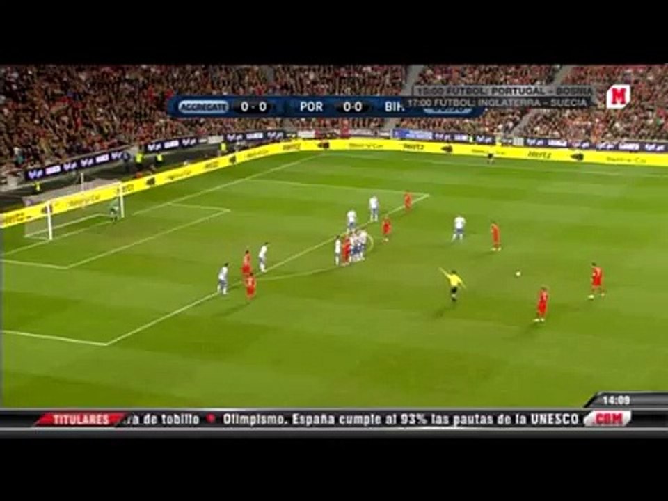 Gol falta de Cristiano Ronaldo. Portugal Bosnia. Tiro libre directo CR7