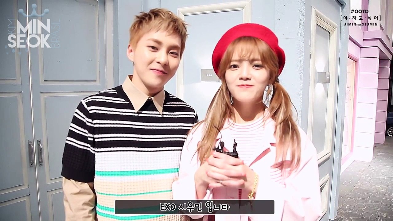 [PT-BR] 290216 Xiumin e Jimin (AOA) BTS do MV "야 하고 싶어" (CALL YOU BAE)
