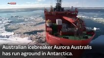 Australian Icebreaker Aurora Australis Runs Aground in Antarctica